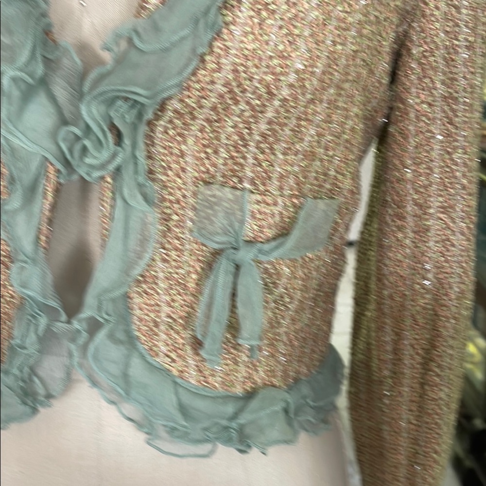 Chic Tweed Jacket with Ruffle Trim - Picture 2 of 13
